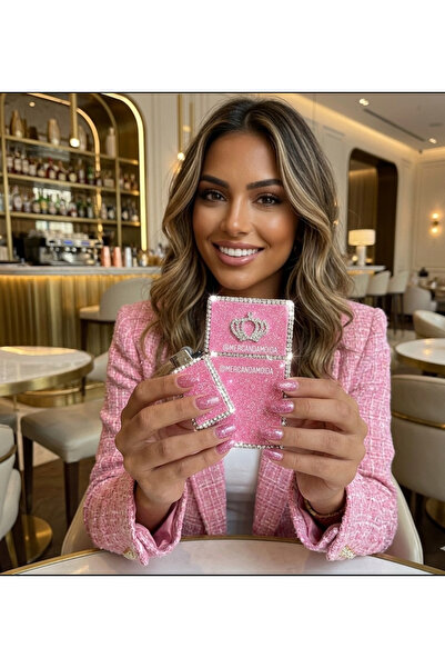 Mercandamoda Pembe Taşlı Sigara Kutusu Çakmak Takım