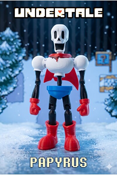 Modellio3D Undertale Papyrus 15 cm Hareketli Figür