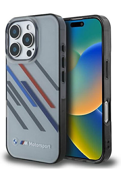 BMW Motosport Iml Τυχαίες Ρίγες Πίσω Κάλυμμα Σιλικόνης Γκρι (iPhone 16 Pro Ma...
