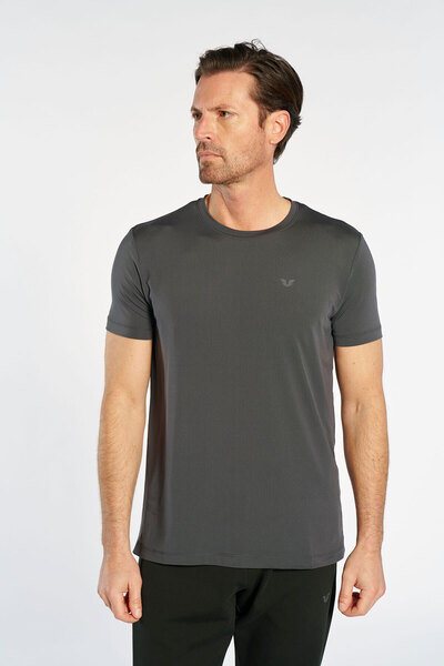 bilcee Men's Dark Gray Crew Neck Aktive Sports T-Shirt 4929