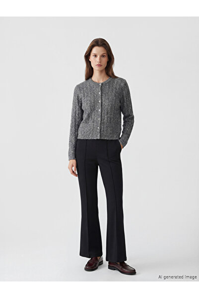 LC Waikiki Anthracite Elastic Waist Flared Women's Trousers