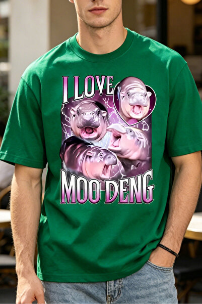 Fleck تي شيرتات كاجوال للرجال من I Love Moo Deng تي شيرتات مطبوعة للرجال