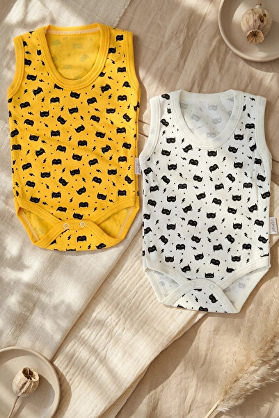 Babydonat Soft 100% Cotton Sleeveless Baby Bodysuit Set - 2-Piece Yellow and ...
