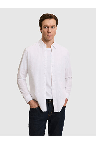 Cacharel White Regular Fit Long Sleeve Shirt 50319195-Vr013