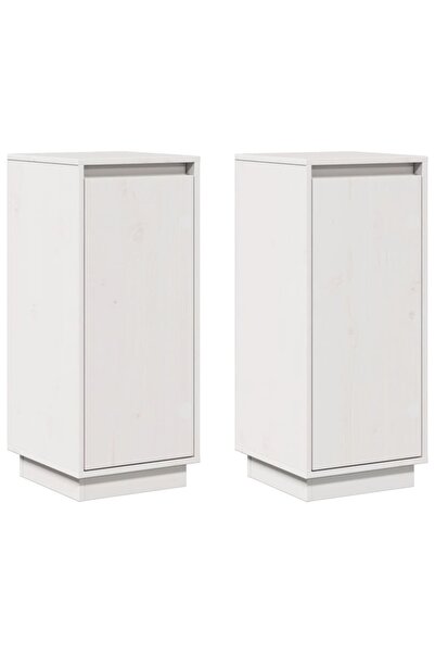 vidaxl Servante, 2 buc., alb, 31,5x34x75 cm, lemn masiv de pin