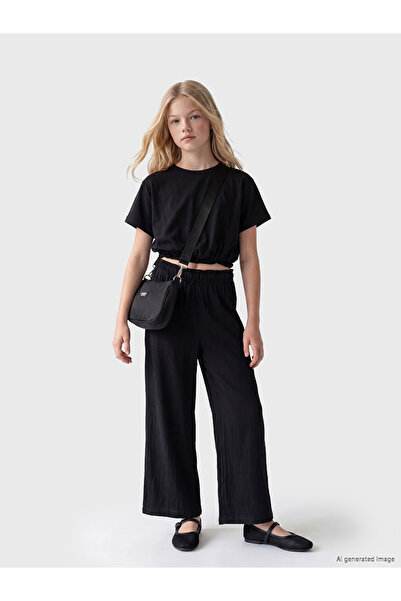 LC Waikiki Lcw Kids Black Loose Fit Girls' Trousers