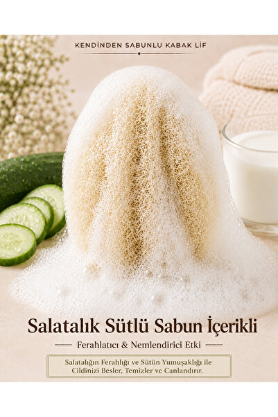 Lavandula Salatalık sütlü sabun içeren, kendinden sabunlu doğal kabak lifi