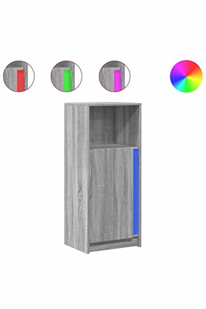 vidaxl Dulap cu LED, gri sonoma, 42,5x34x100 cm, lemn prelucrat