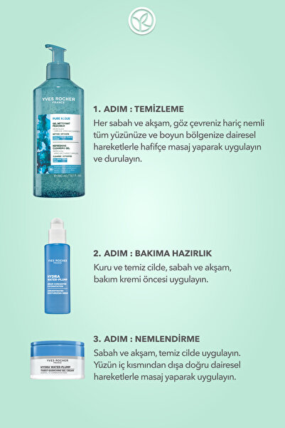 Yves Rocher Normal ve Kuru Ciltler İçin Temizleme ve Nemlendirici Seti-Temizleme Jeli 390ml&Serum 50ml&Krem 50ml