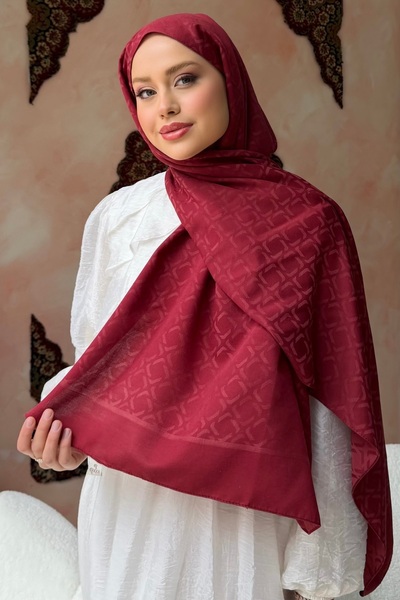 İmajButik Burgundy Jacquard Shawl