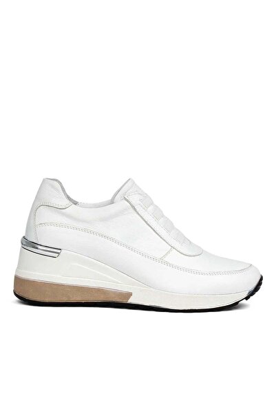 Celal Gültekin Kadın Beyaz Dolgu Topuklu Deri Sneaker