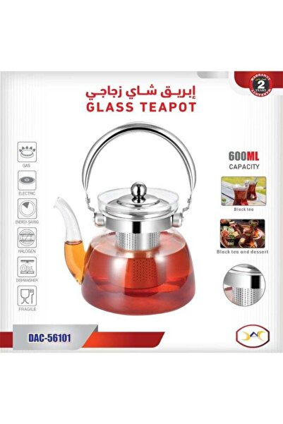 AZOZ MERCHLY Glass Teapot with Stainless Steel Infuser and Lid Capacity 600 mL