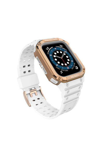 Hurtel Λουράκι Σιλικόνης Χρυσό/Λευκό (Apple Watch 7, Apple Watch SE)