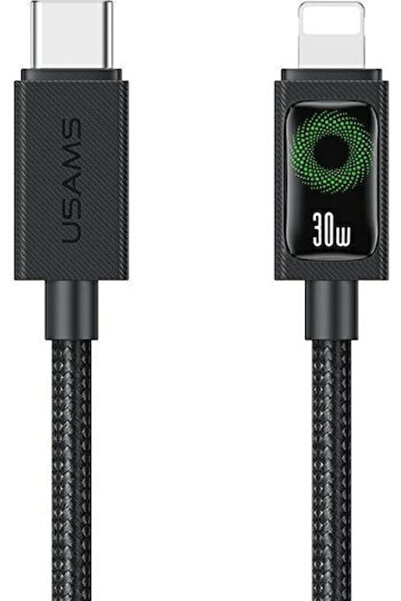 Usams Καλώδιο USB-C σε Lightning 30W Μαύρο 1.2μ (SJ774USB01)