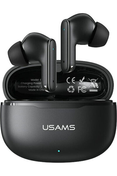 Usams E05 Ενδοωτικά ακουστικά Bluetooth Handsfree με θήκη φόρτισης Μαύρα
