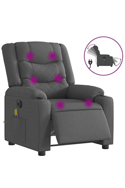 vidaxl Fotoliu electric de masaj rabatabil, gri închis, textil
