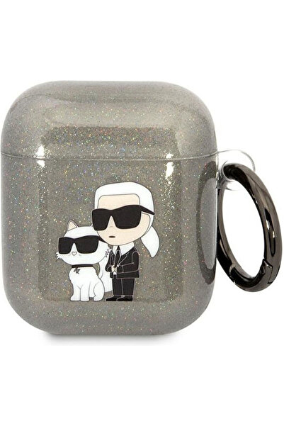 Karl Lagerfeld Θήκη Σιλικόνης Glitter Karl & Choupette με Γάντζο Μαύρη για Ap...