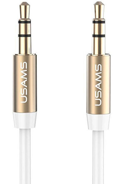 Usams Καλώδιο Jack 3.5mm Αρσενικό - Αρσενικό 3.5mm Λευκό 1μ με επιχρυσωμένα α...