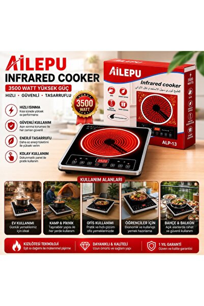 LA CHİCC Ailepu ALP-13 3500W İnfrared Tekli Ocak - Her Tencereye Uygun -Hızlı...