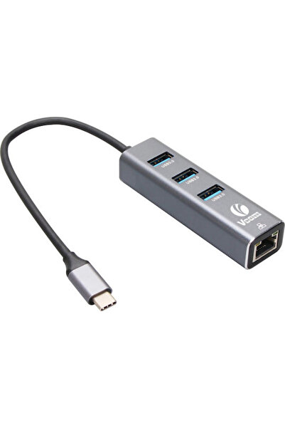 VCOM DH311B Σταθμός σύνδεσης USB-C σε 3x USB-A 1x RJ45 Γκρι