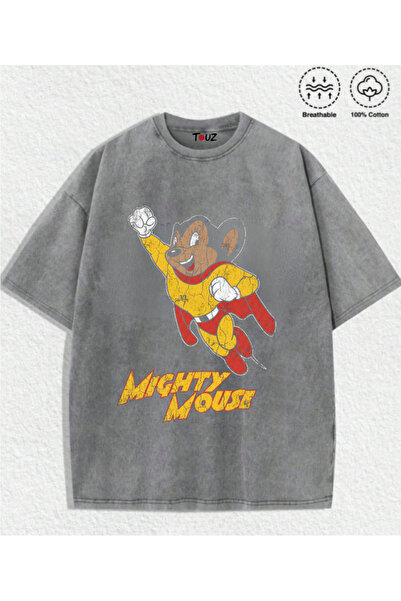 Toum Vintage Mightmouse Printed Retro Unisex Oversize T-Shirt