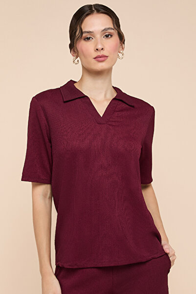 R&B Textured Polo T-Shirt with Short Sleeves