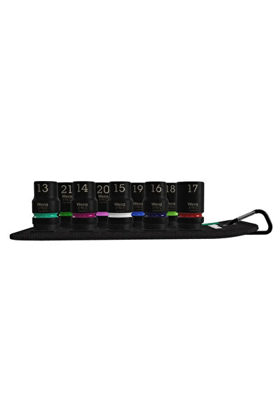 wera Belt C Impaktor 1/2 Inch Hex Socket Top Bottom Set, 9 Pieces