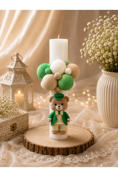 BUTERFLYMODEM Lumânare de Botez Green Teddy