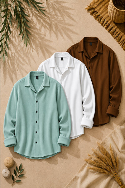 legends butik Set de 3 cămăși din țesătură otomană pentru bărbați – Pachet av...