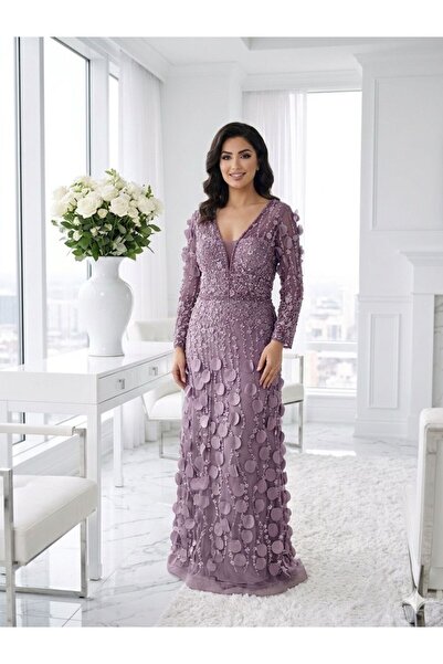 DAY BY DAY 3D Flower Heavy Handmade Embroidery Evening Dress
