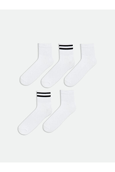 LC Waikiki White Striped Men's Bamboo Socks 5-Pack