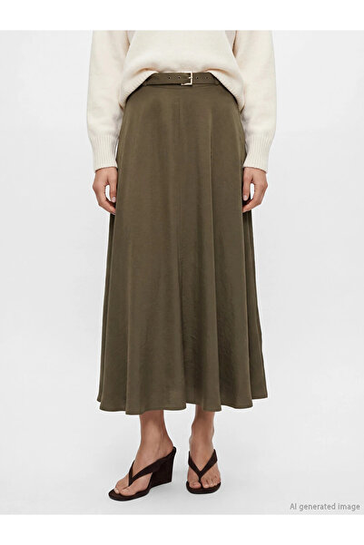 LC Waikiki Brown Belted Flared Skirt
