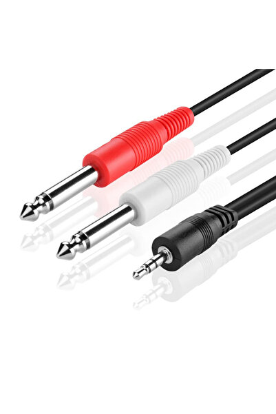 BK Teknoloji 3.5mm 1/8" TRS - 2 x 6.35mm 1/4" TS Mono Y Ayırıcı Kablo - 5 Metre