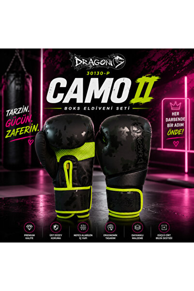 Dragondo Muay Thai ve Boks İçin Kamuflaj Eldiven Yüksek Koruma Sağlayan Model