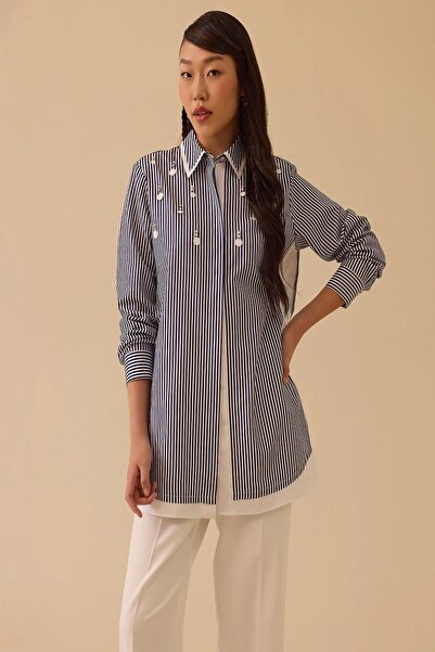 Rain and River Striped Detailed Shirt with Accessories