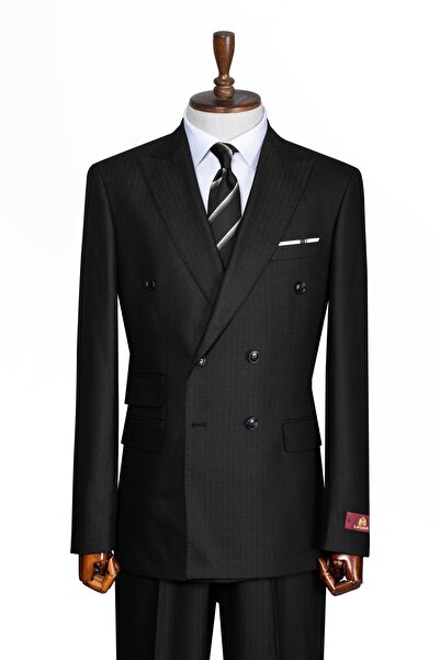 ilayda emir Premium, Slim Fit, Double Breasted, Striped, Men's Suit