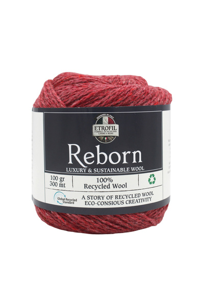Etrofil Prepletena pređa za pletenje Reborn crvena 100% reciklirana vuna 100g...