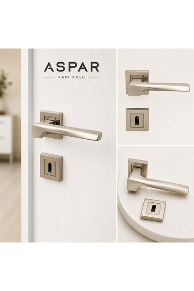 ASPAR ANKA KAPI KOLU (ODA İÇ KAPI KOLU) KARE ROZETLİ NİKEL SATEN