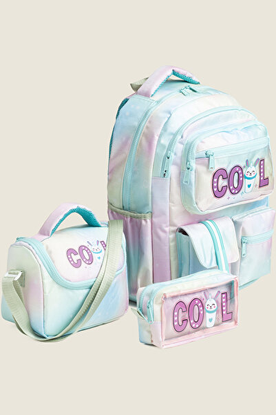 MİECZ BAGS Kore Tarzı Ergonomik Cool Yazılı Renkli İlkokul & Ortaokul Kız Bes...