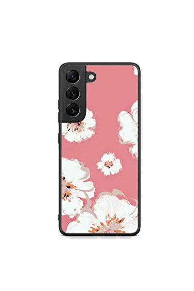 Other Samsung S22 Plus White Flowers Black Glossy Θήκη