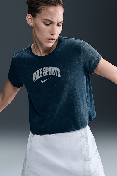 Nike Tricou de damă cu mânecă scurtă, bleumarin