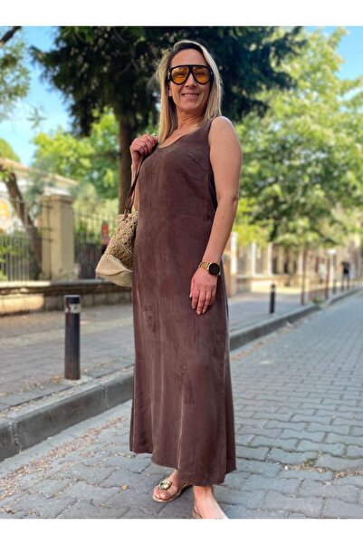 Qualia Butik Women's V-Neck Backless Tencel Fabric Dress