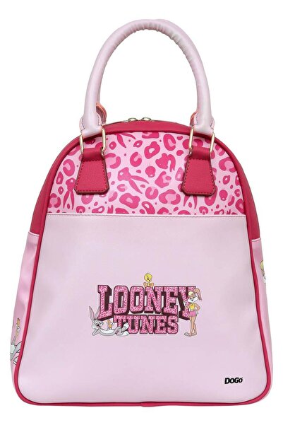 Dogo Women's vegan leather pink backpack - warner bros looney tunes pink leop...