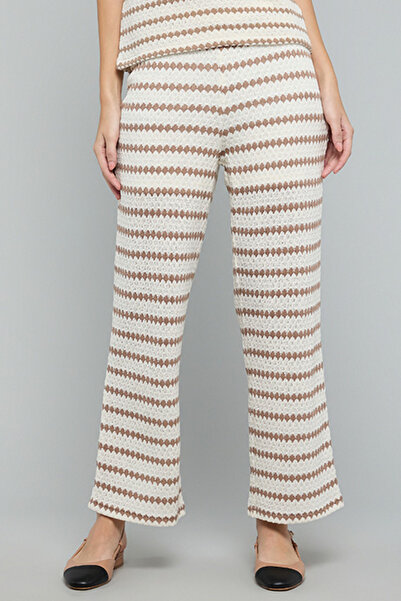 R&B Patterned Flared Pants with Elastic Waist