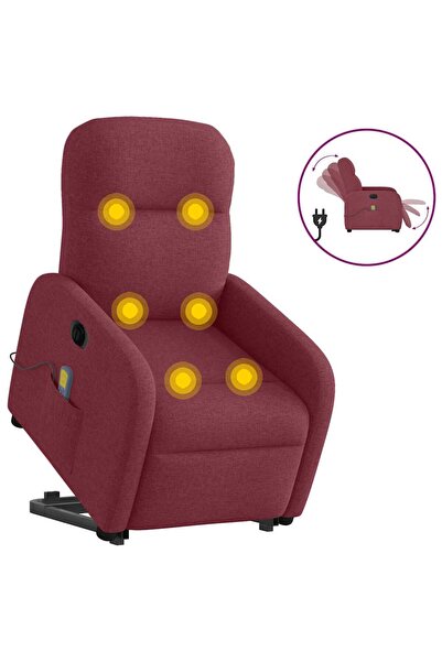 vidaxl Fotoliu de masaj electric rabatabil cu ridicare roșu vin textil