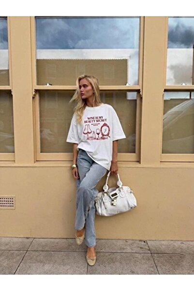 Noi Belis Crew Neck Oversize Printed Knitted T-Shirt Ss26Ts0078