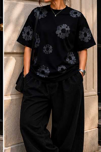 LOTS MODA TREND Τυπωμένο Unisex Oversize μπλουζάκι