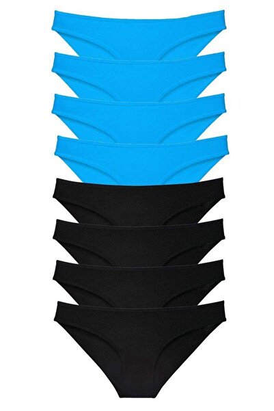Mestore 8 Pieces Super Eco Set Lycra Women's Slip Panties Black and Blue