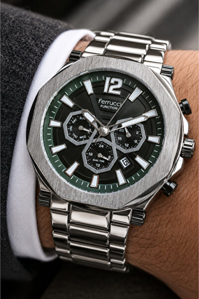 Ferrucci Men's Wristwatch Steel Band Silver Color Functional Premium Design w...