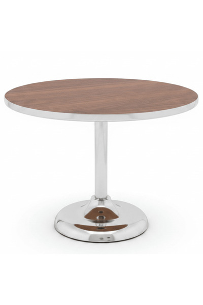 AKDC May Flower Round Cake Stand | Wood & Silver Stainless Steel | 35×27 cm